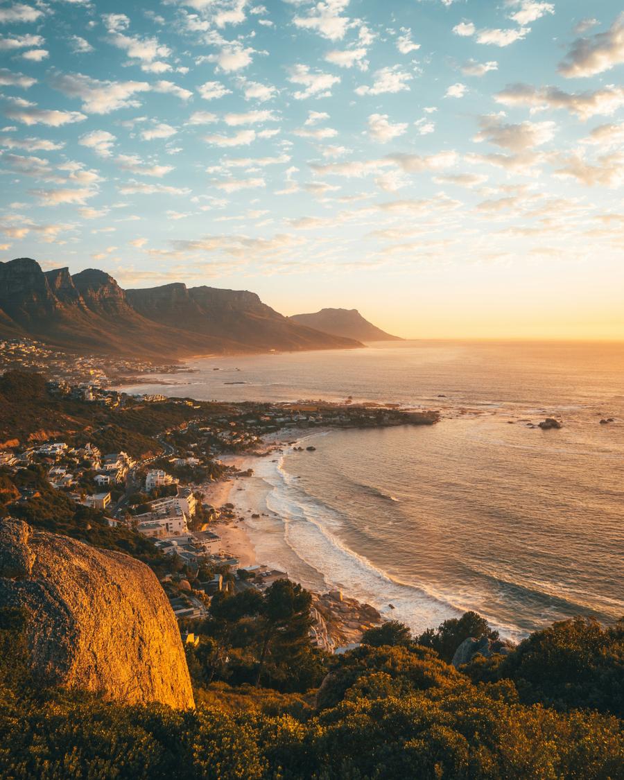 Coastal sunset view of Cape Town, South Africa